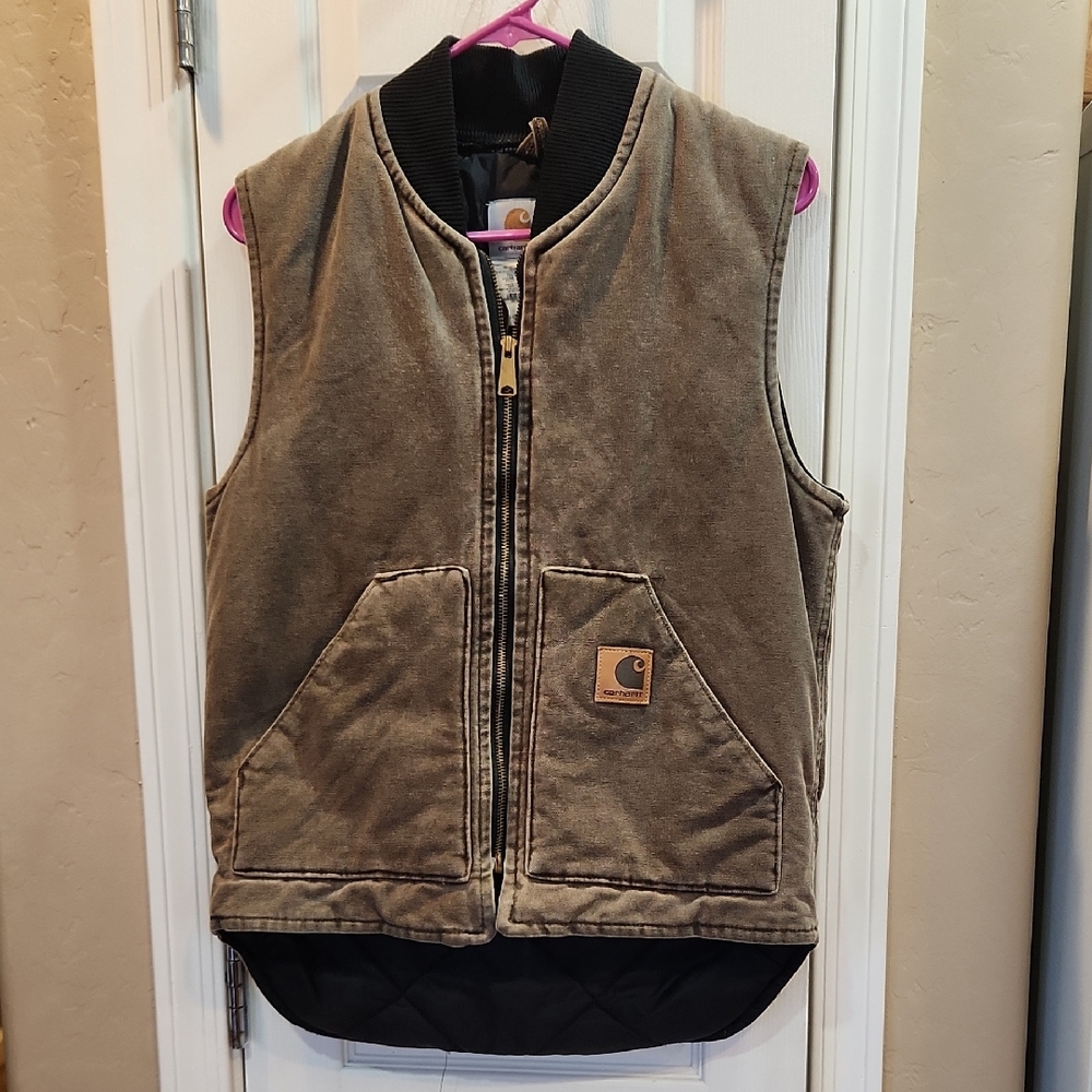 Carhartt Brown Workwear Vest Durable Canvas Insulated